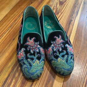 Penelope Chilvers cross-stitched flats. Size 37